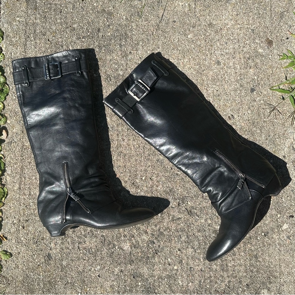 Cool Folded Overlay Miss Sixty Black Tall Boots size 8